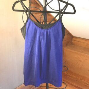 Blue Black Built-in Bra Tank Top